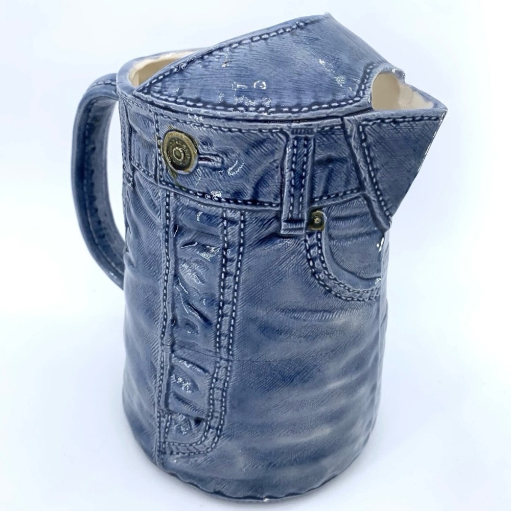 Vintage Sittre Blue Jean Ceramic Pitcher 9” Novelty - Picture 2 of 13